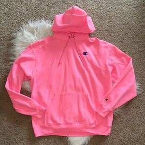 EUC large Champion neon pink hoodie.